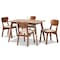 Baxton Studio Damara Mid-Century Modern Sand Fabric and Walnut Brown Finished Wood 5-Piece Dining Set 183-11646-11644-Zoro - alternate 1